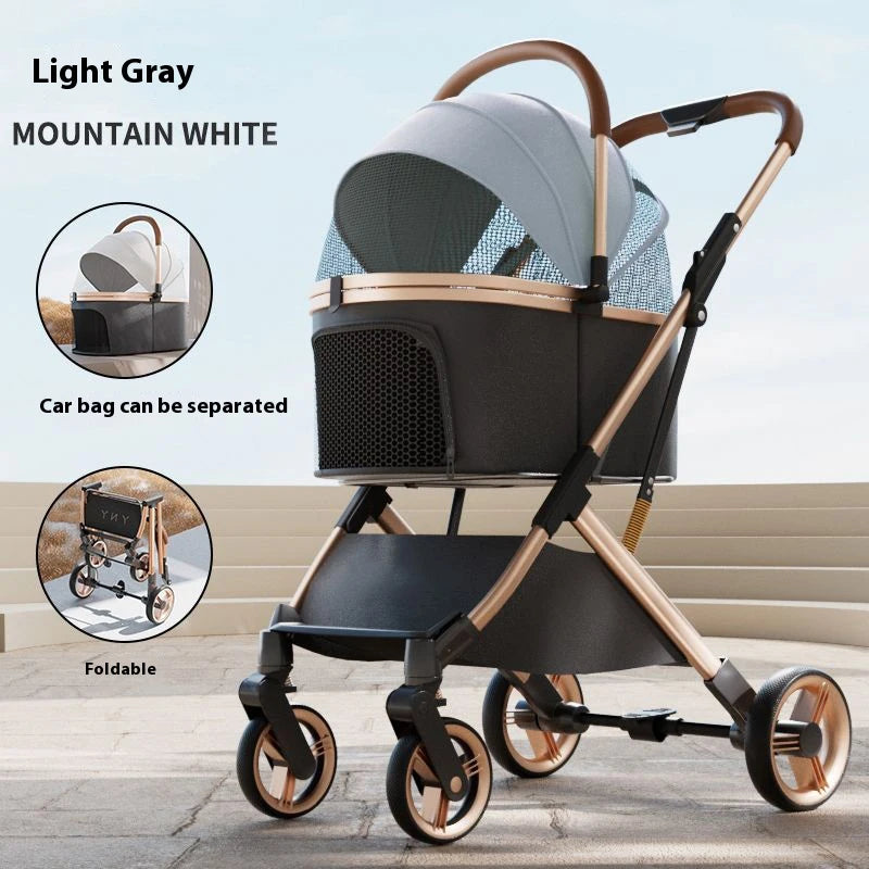 Premium Dog Stroller – Detachable Luxury Pet Carrier with Aluminum Alloy Frame & Dual Brake System