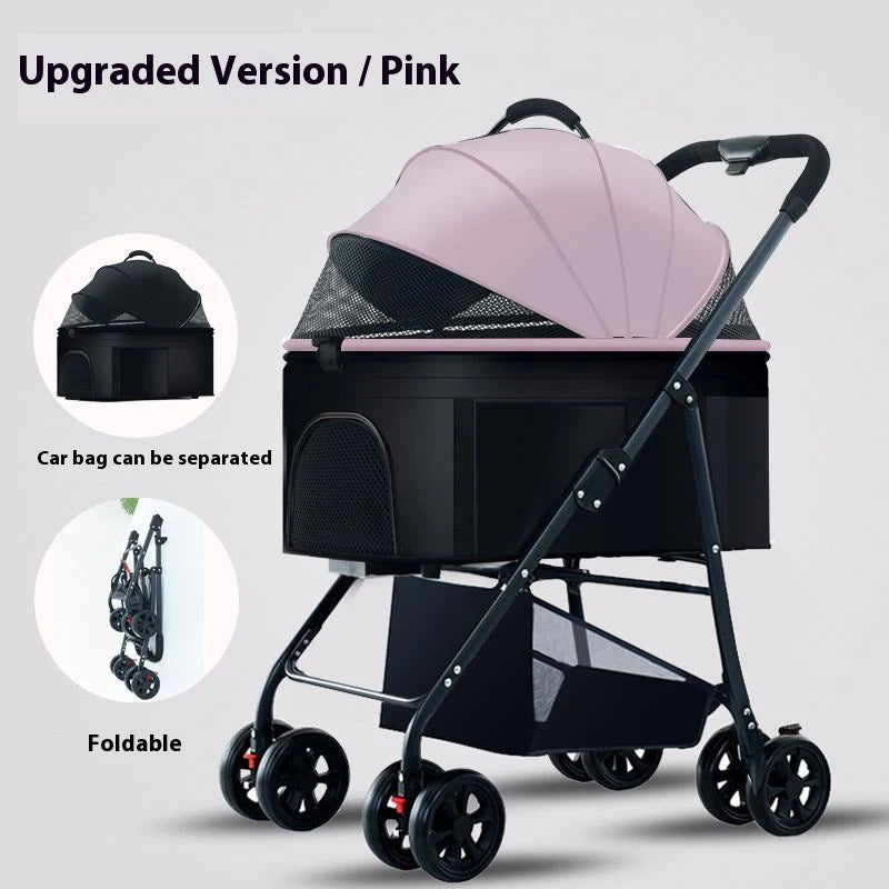 Premium Dog Stroller – Detachable Luxury Pet Carrier with Aluminum Alloy Frame & Dual Brake System