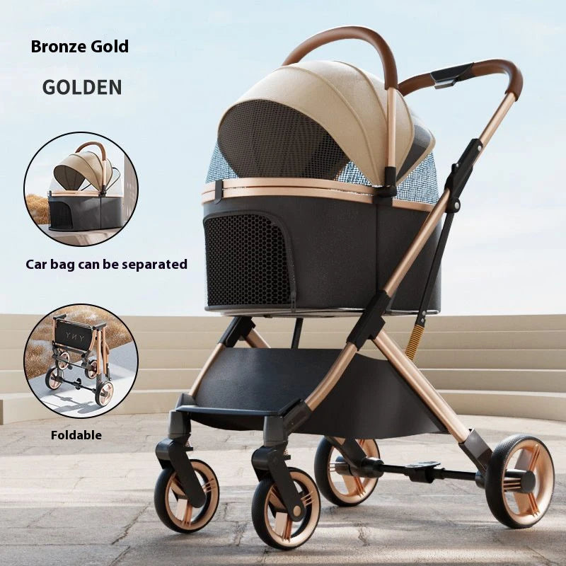 Premium Dog Stroller – Detachable Luxury Pet Carrier with Aluminum Alloy Frame & Dual Brake System