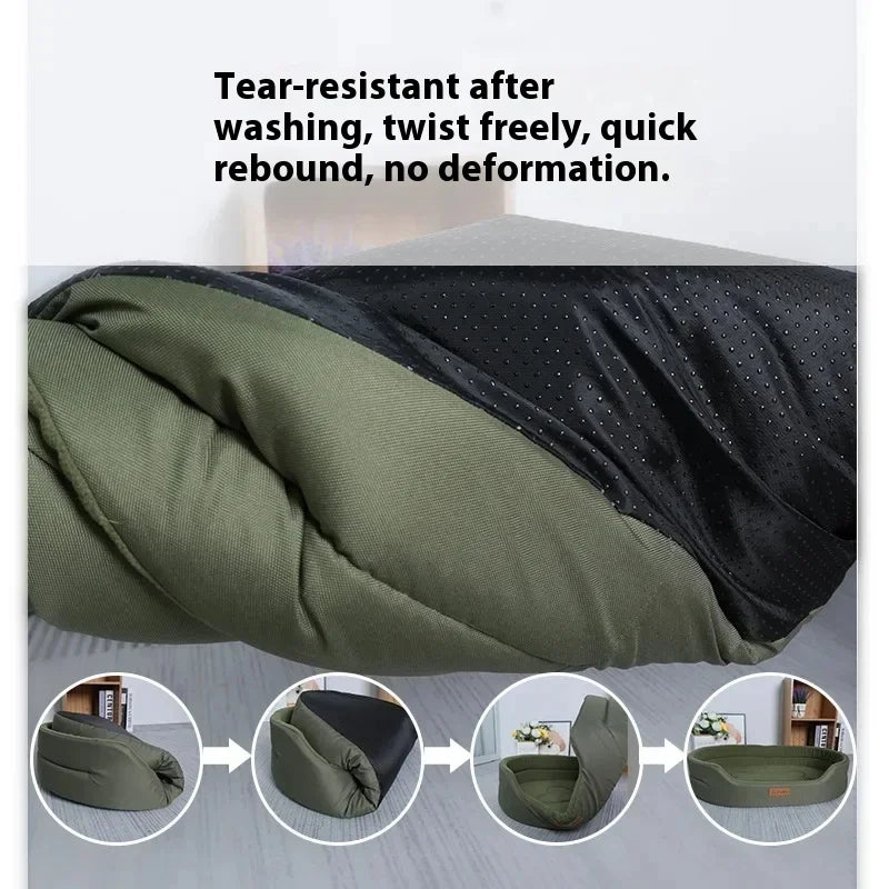 Square Dog Bed for Large Dogs – Waterproof, Anti-Mite, Washable Pet Sofa & Kennel Bed with Inner Pad
