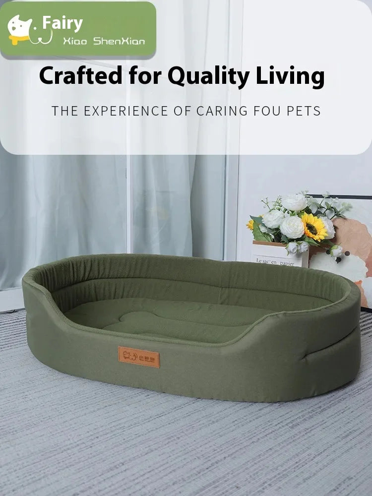 Square Dog Bed for Large Dogs – Waterproof, Anti-Mite, Washable Pet Sofa & Kennel Bed with Inner Pad