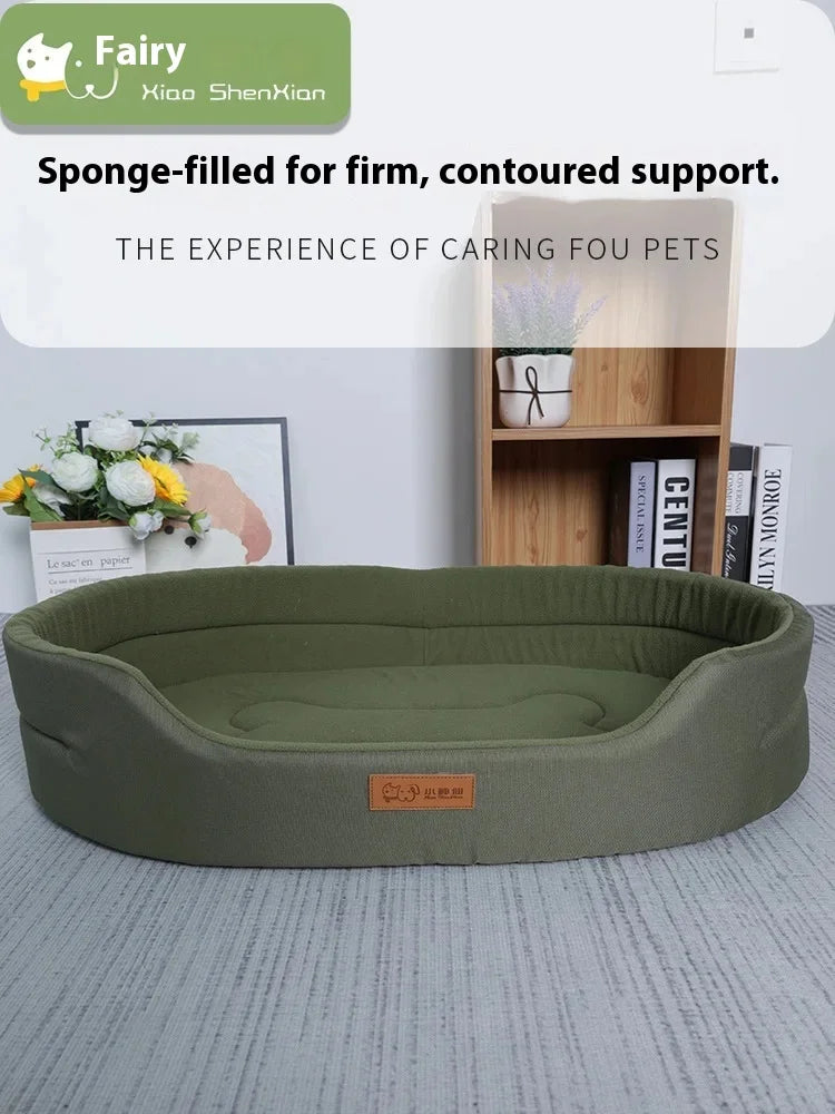 Square Dog Bed for Large Dogs – Waterproof, Anti-Mite, Washable Pet Sofa & Kennel Bed with Inner Pad