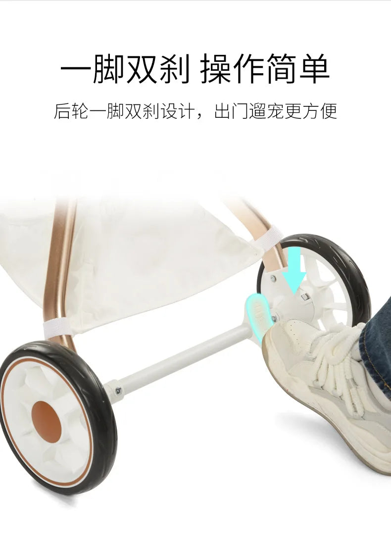 Ultralight Foldable Pet Stroller – 4-Wheel Pet Cart for Cats & Small Dogs up to 15KG