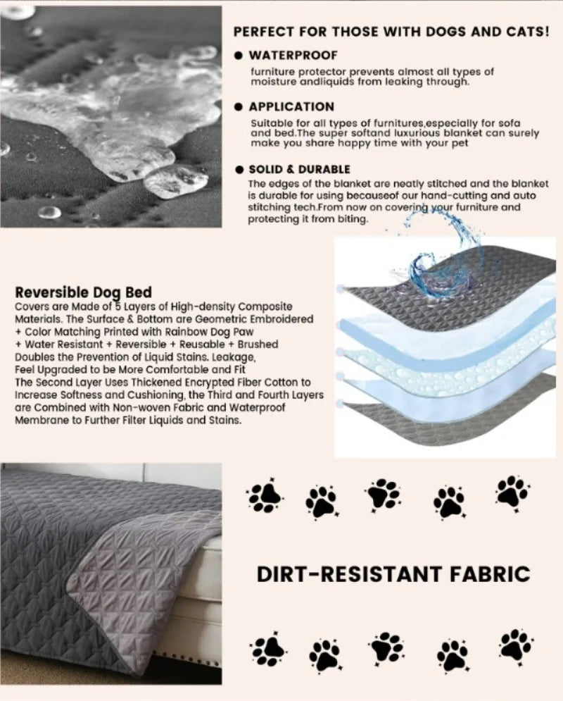Double-Sided Waterproof Dog Bed Cover – Pet Blanket & Sofa Furniture Protector for Dogs