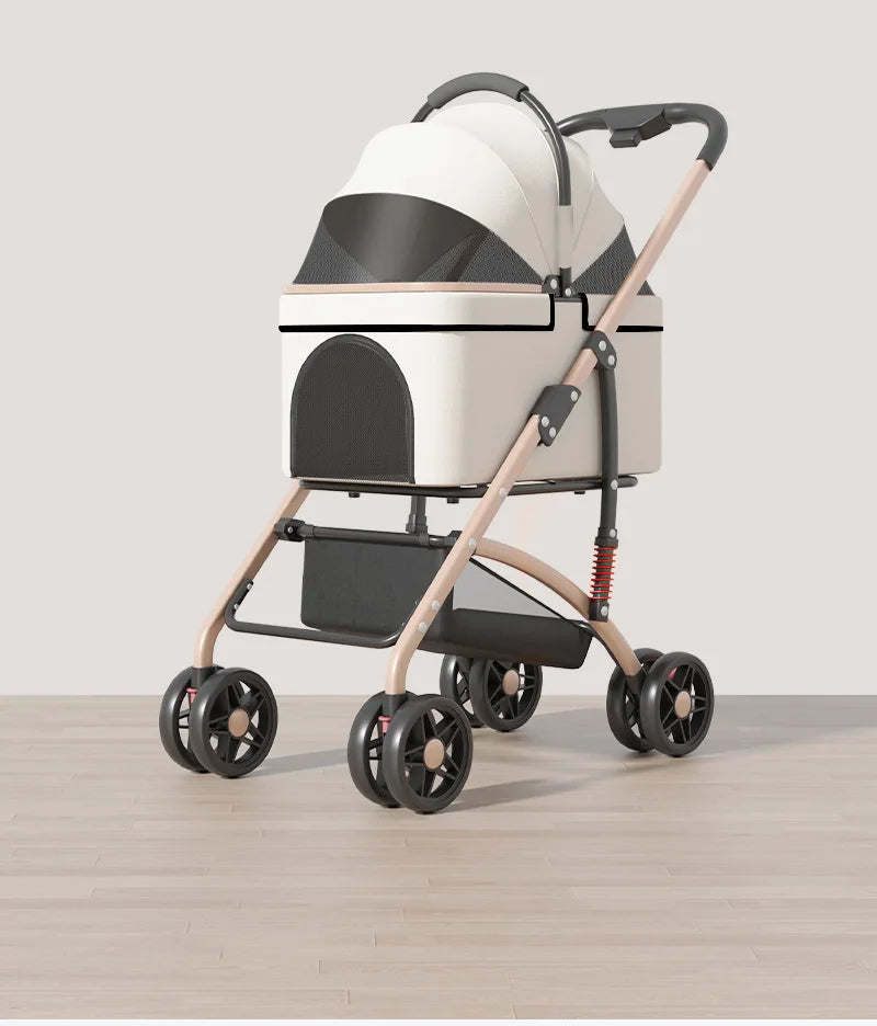 Detachable Pet Outdoor Stroller – Lightweight & Foldable Dog and Cat Cart with Removable Bed and Carry Bag