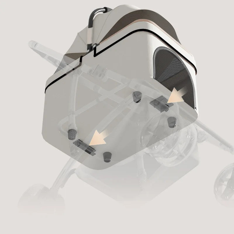 Detachable Pet Outdoor Stroller – Lightweight & Foldable Dog and Cat Cart with Removable Bed and Carry Bag