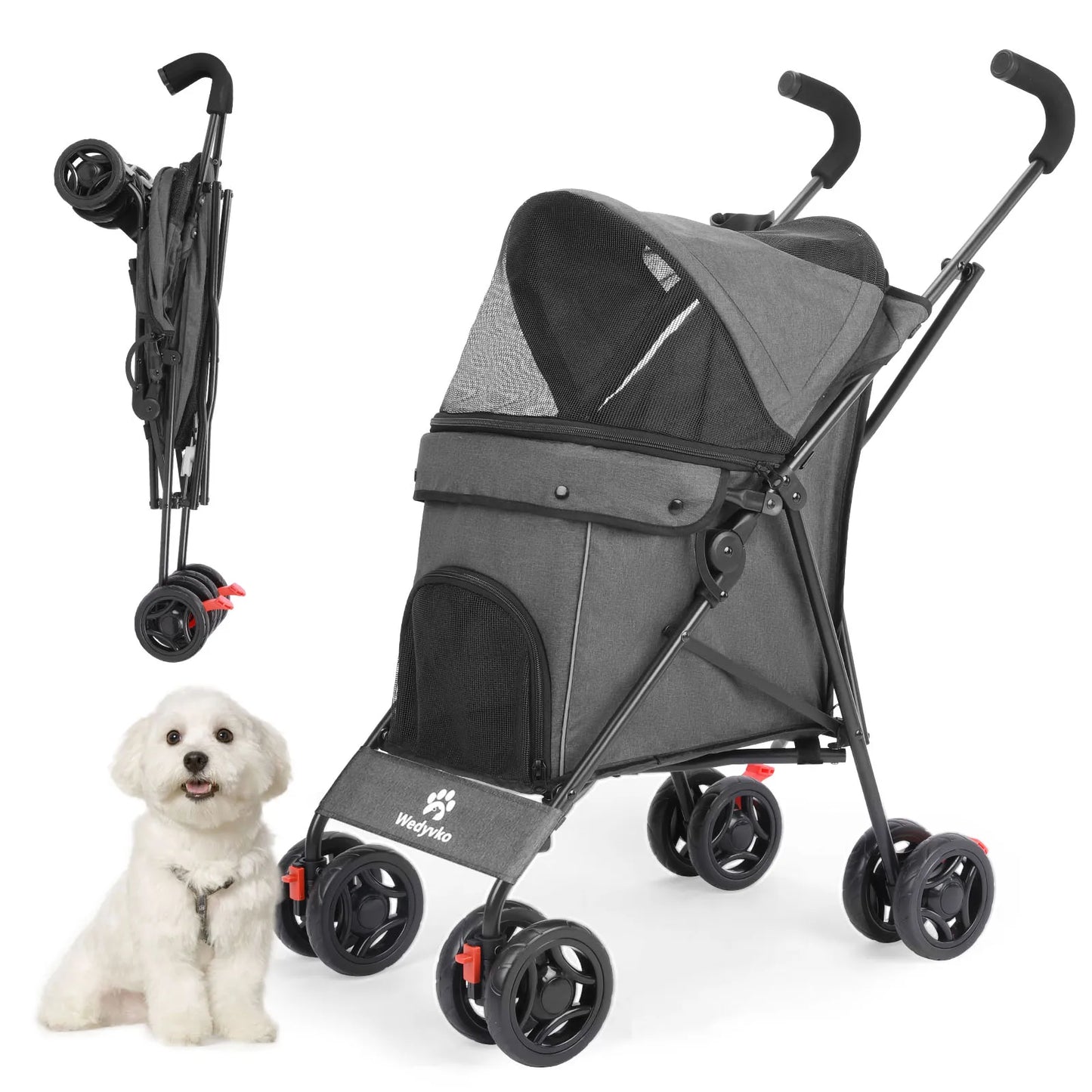 Lightweight Folding Pet Stroller – Breathable Outdoor Travel Pushchair for Small & Medium Dogs and Cats