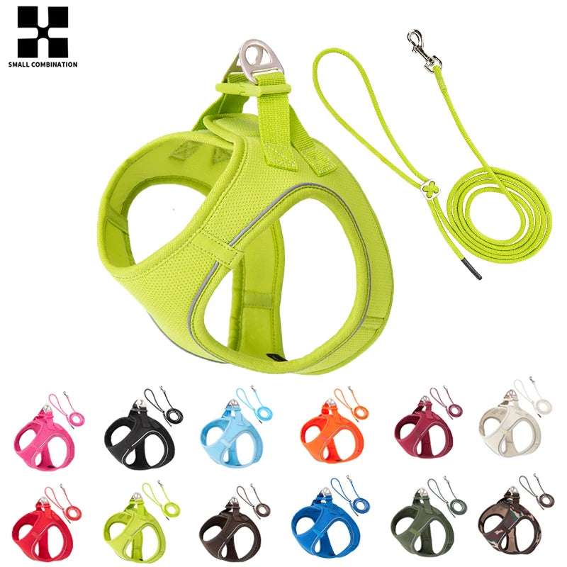 Adjustable Dog Harness & Leash Set – Reflective Vest for Small & Medium Dogs, Puppies & Cats