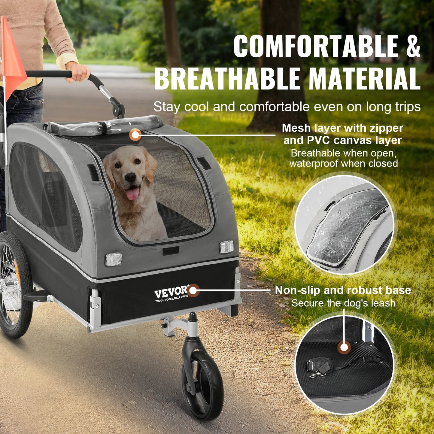 2-in-1 Pet Stroller & Dog Bike Trailer – Heavy-Duty 40kg Capacity, Foldable Wagon with Reflectors & Bicycle Coupler