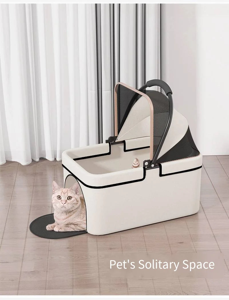 Detachable Pet Outdoor Stroller – Lightweight & Foldable Dog and Cat Cart with Removable Bed and Carry Bag