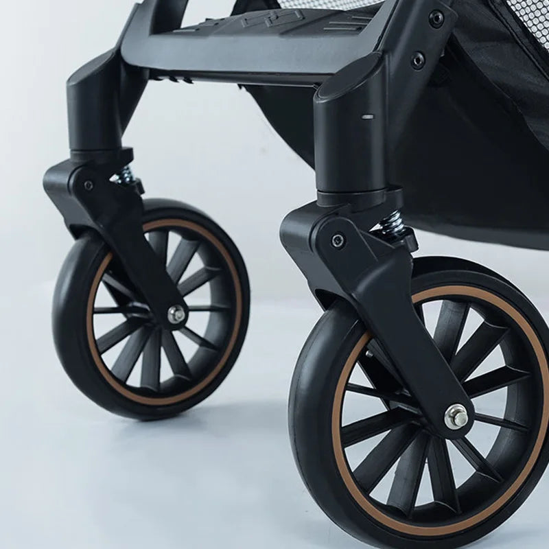 Automatic Folding Pet Stroller – Carbon Steel Frame, Detachable Basket & Dual Shock Absorption for Dogs and Cats