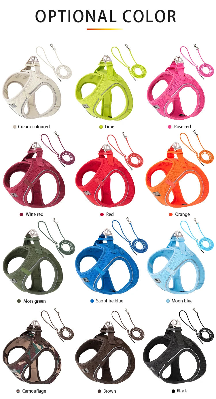 Adjustable Dog Harness & Leash Set – Reflective Vest for Small & Medium Dogs, Puppies & Cats