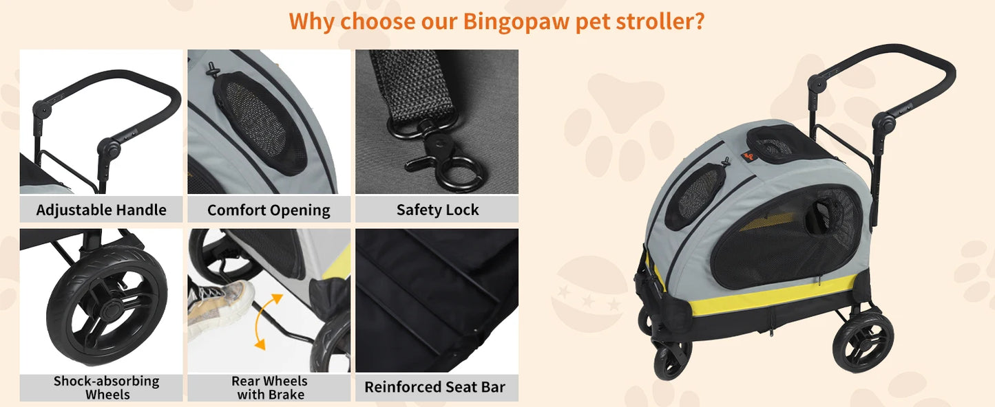 2-in-1 Folding Portable Pet Stroller & Travel Crate – Collapsible Dog Pushchair and Car Seat for Small Dogs & Cats