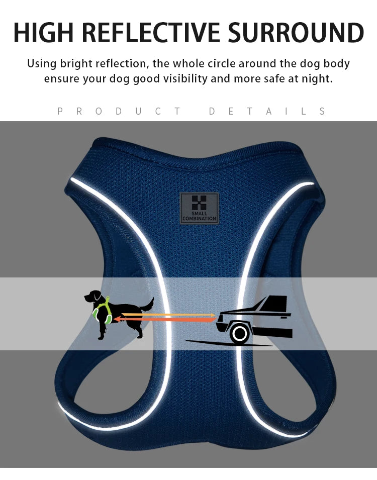 Adjustable Dog Harness & Leash Set – Reflective Vest for Small & Medium Dogs, Puppies & Cats