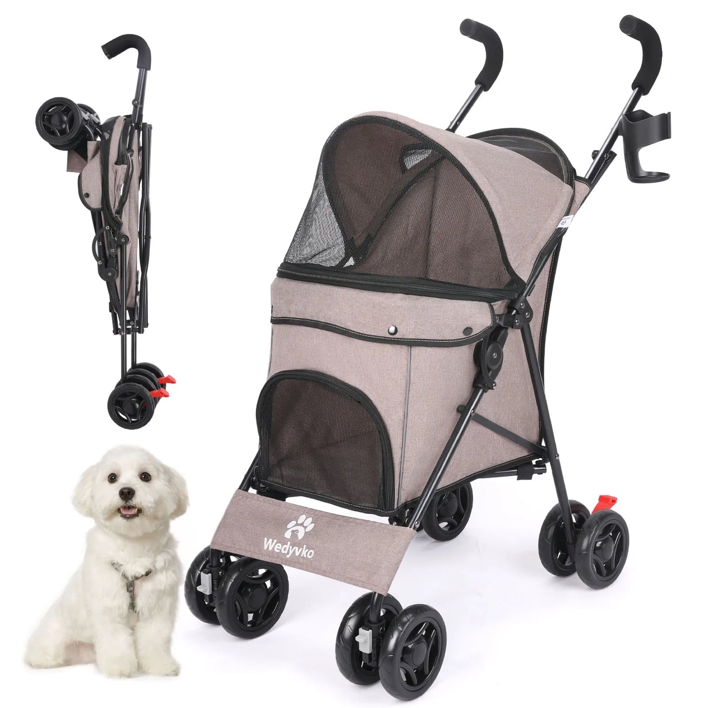 Lightweight Folding Pet Stroller – Breathable Outdoor Travel Pushchair for Small & Medium Dogs and Cats