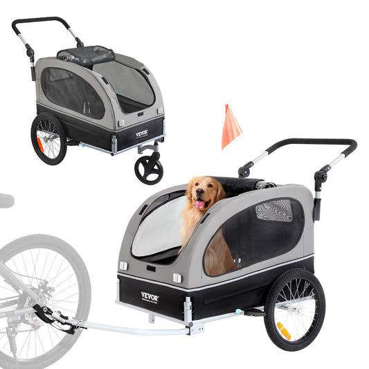 2-in-1 Pet Stroller & Dog Bike Trailer – Heavy-Duty 40kg Capacity, Foldable Wagon with Reflectors & Bicycle Coupler