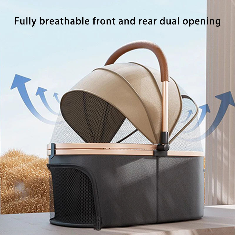 Premium Dog Stroller – Detachable Luxury Pet Carrier with Aluminum Alloy Frame & Dual Brake System