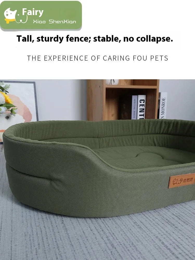 Square Dog Bed for Large Dogs – Waterproof, Anti-Mite, Washable Pet Sofa & Kennel Bed with Inner Pad