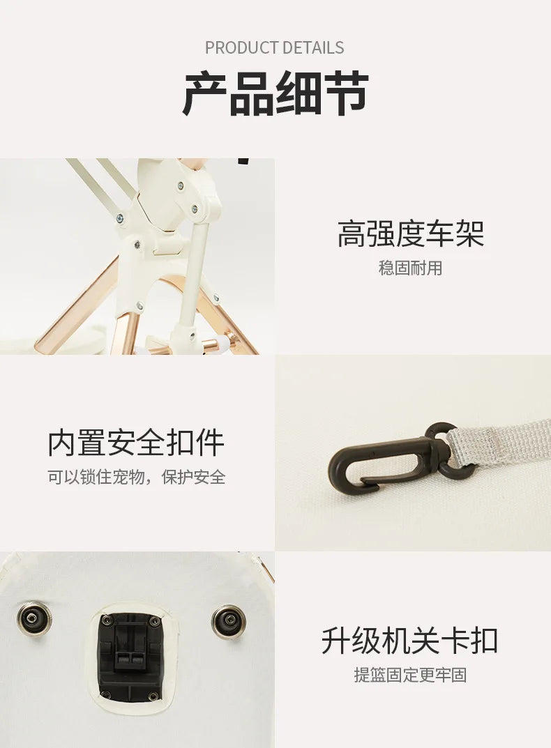 Ultralight Foldable Pet Stroller – 4-Wheel Pet Cart for Cats & Small Dogs up to 15KG