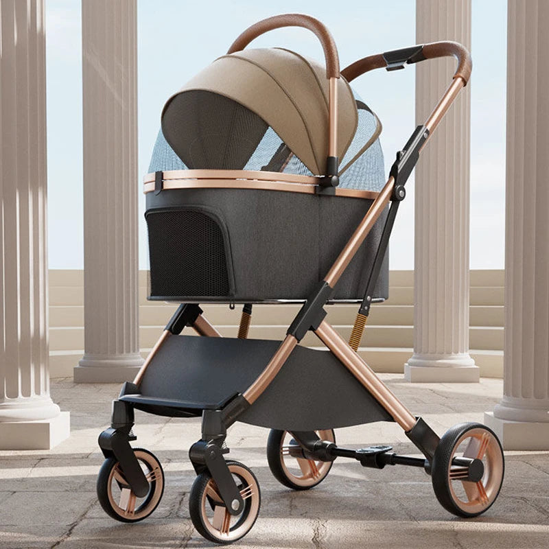 Premium Dog Stroller – Detachable Luxury Pet Carrier with Aluminum Alloy Frame & Dual Brake System