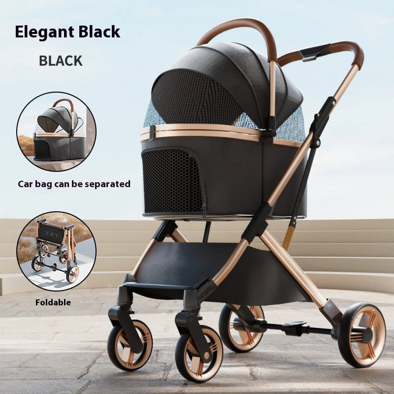 Premium Dog Stroller – Detachable Luxury Pet Carrier with Aluminum Alloy Frame & Dual Brake System