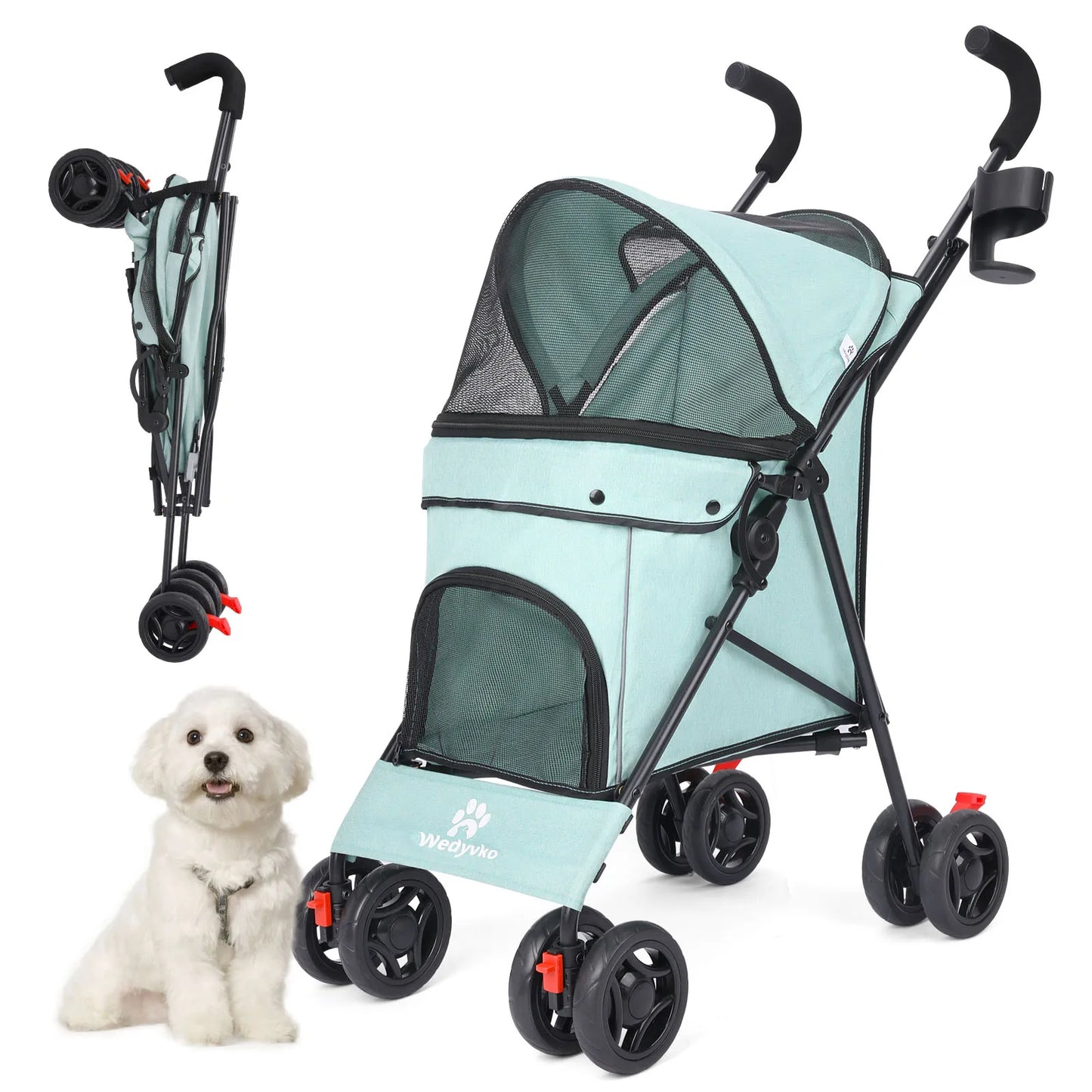 Lightweight Folding Pet Stroller – Breathable Outdoor Travel Pushchair for Small & Medium Dogs and Cats