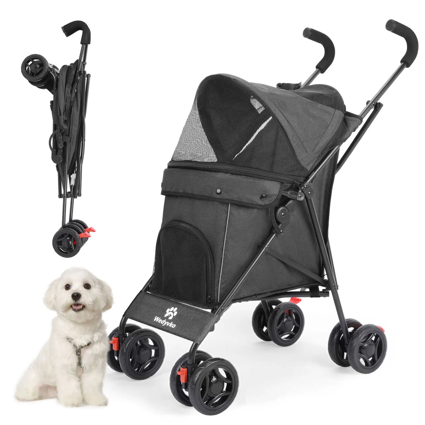 Lightweight Folding Pet Stroller – Breathable Outdoor Travel Pushchair for Small & Medium Dogs and Cats