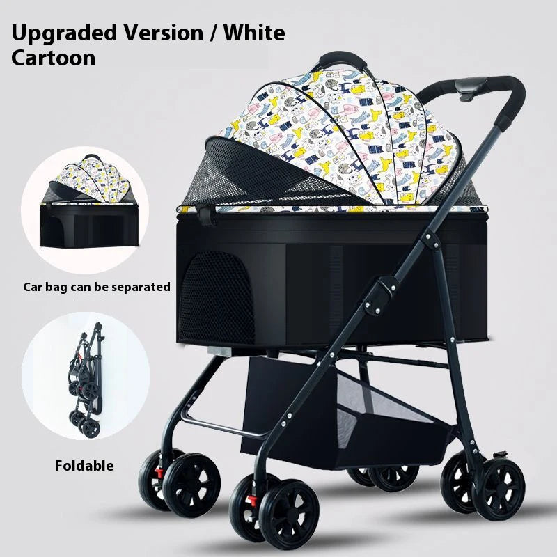 Premium Dog Stroller – Detachable Luxury Pet Carrier with Aluminum Alloy Frame & Dual Brake System