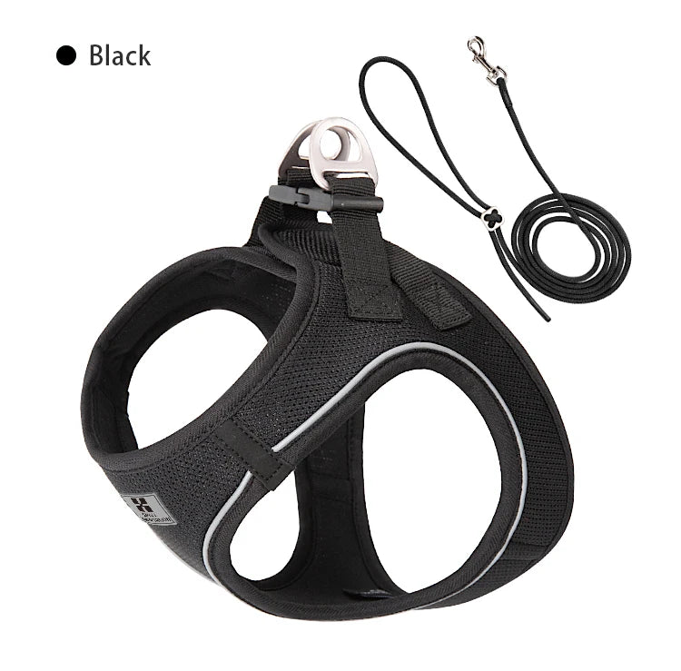 Adjustable Dog Harness & Leash Set – Reflective Vest for Small & Medium Dogs, Puppies & Cats