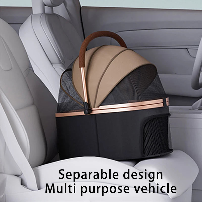 Premium Dog Stroller – Detachable Luxury Pet Carrier with Aluminum Alloy Frame & Dual Brake System