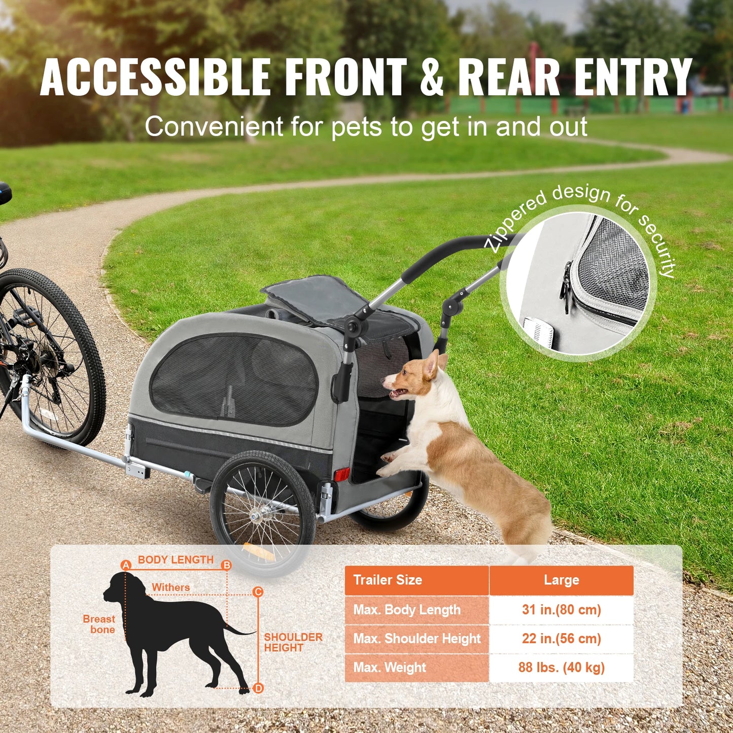 2-in-1 Pet Stroller & Dog Bike Trailer – Heavy-Duty 40kg Capacity, Foldable Wagon with Reflectors & Bicycle Coupler