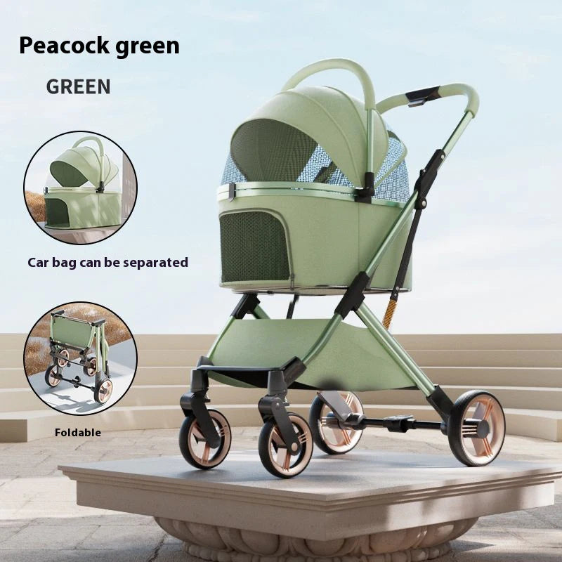 Premium Dog Stroller – Detachable Luxury Pet Carrier with Aluminum Alloy Frame & Dual Brake System
