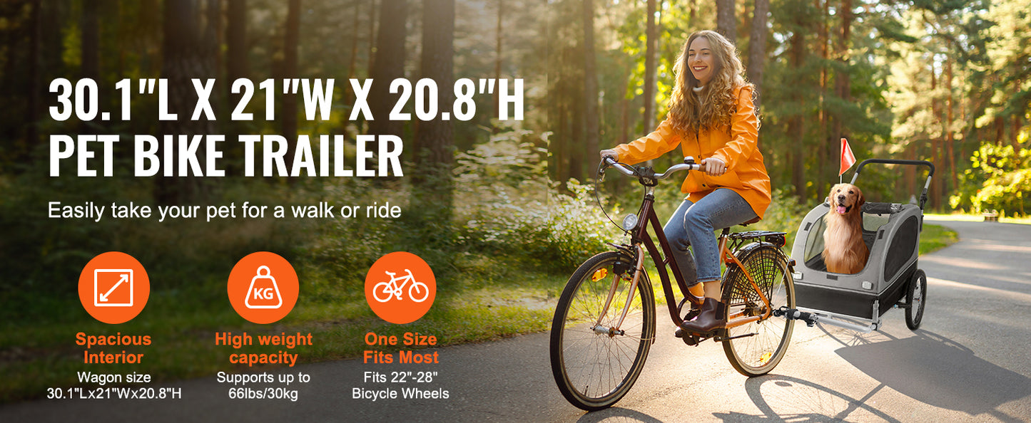 2-in-1 Pet Stroller & Dog Bike Trailer – Heavy-Duty 40kg Capacity, Foldable Wagon with Reflectors & Bicycle Coupler